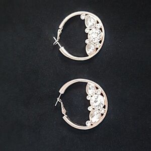 Hoop Earrings In Rose Gold Color With Large Crystals